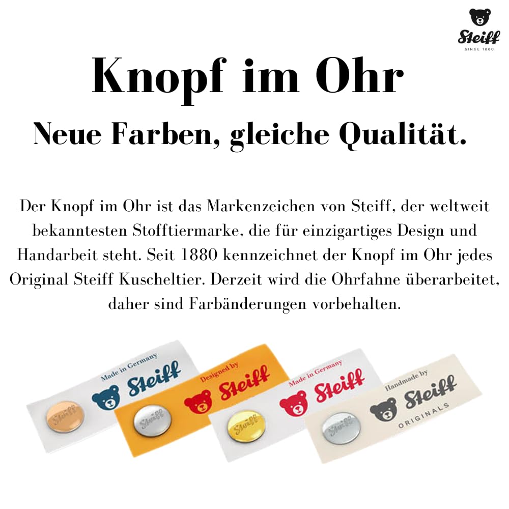 Steiff Fynn Teddybär im Koffer 28 cm, Soft Cuddly Friends Kuscheltier, beige, süßes Geschenk für Kinder