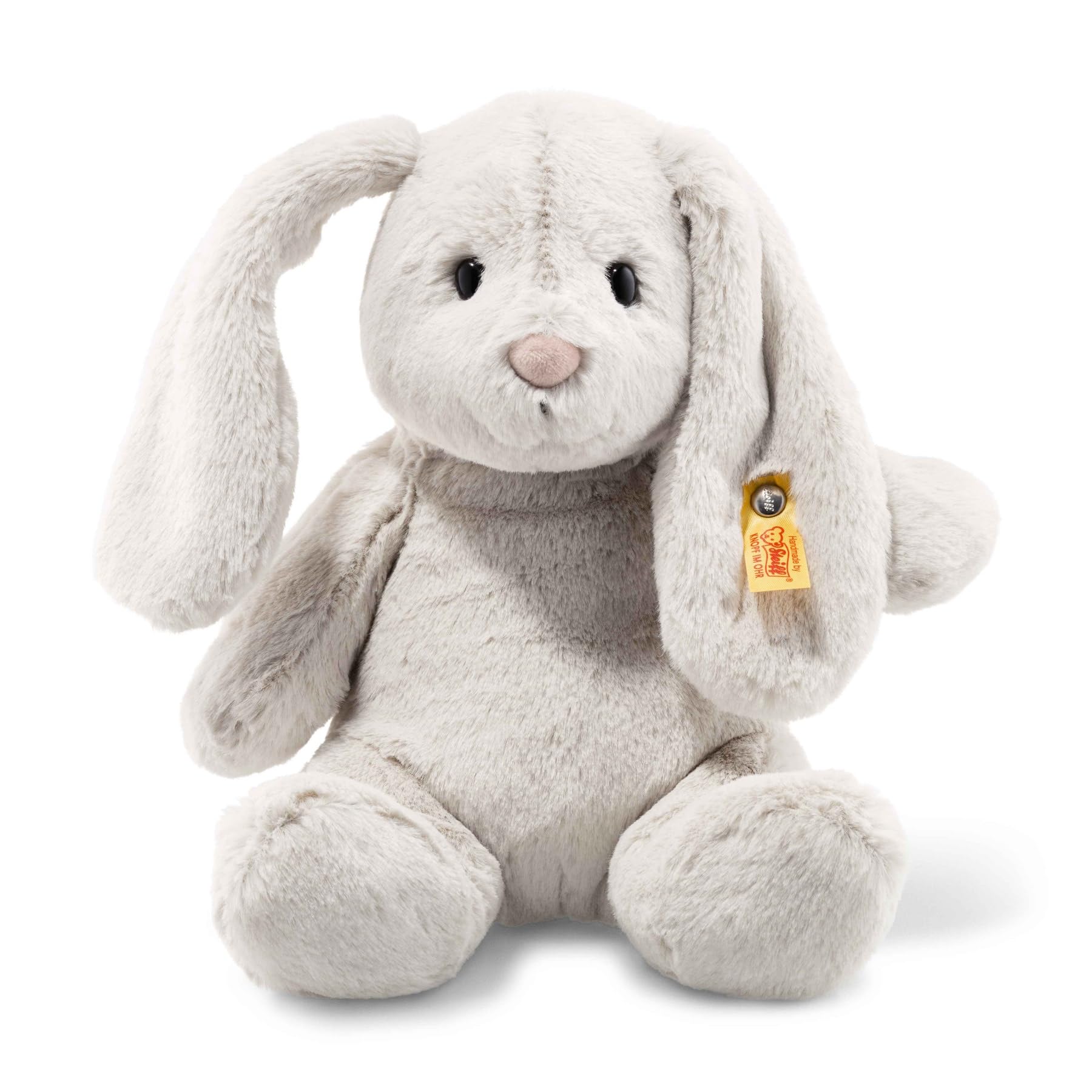 Steiff Hoppie Hase hellgrau 28 cm, Soft Cuddly Friends Plüschtier, flauschiges Stofftier mit Schlappohren
