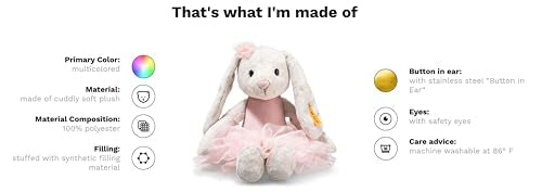 Steiff Hoppie Ballerina Hase 30 cm, Soft Cuddly Friends Plüschtier im Ballett-Outfit, flauschig & waschmaschinenfest