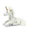 Steiff Unica Einhorn weiß liegend 27 cm, Soft Cuddly Friends Plüschtier, kuscheliges Stofftier mit Granulat, Einhorn