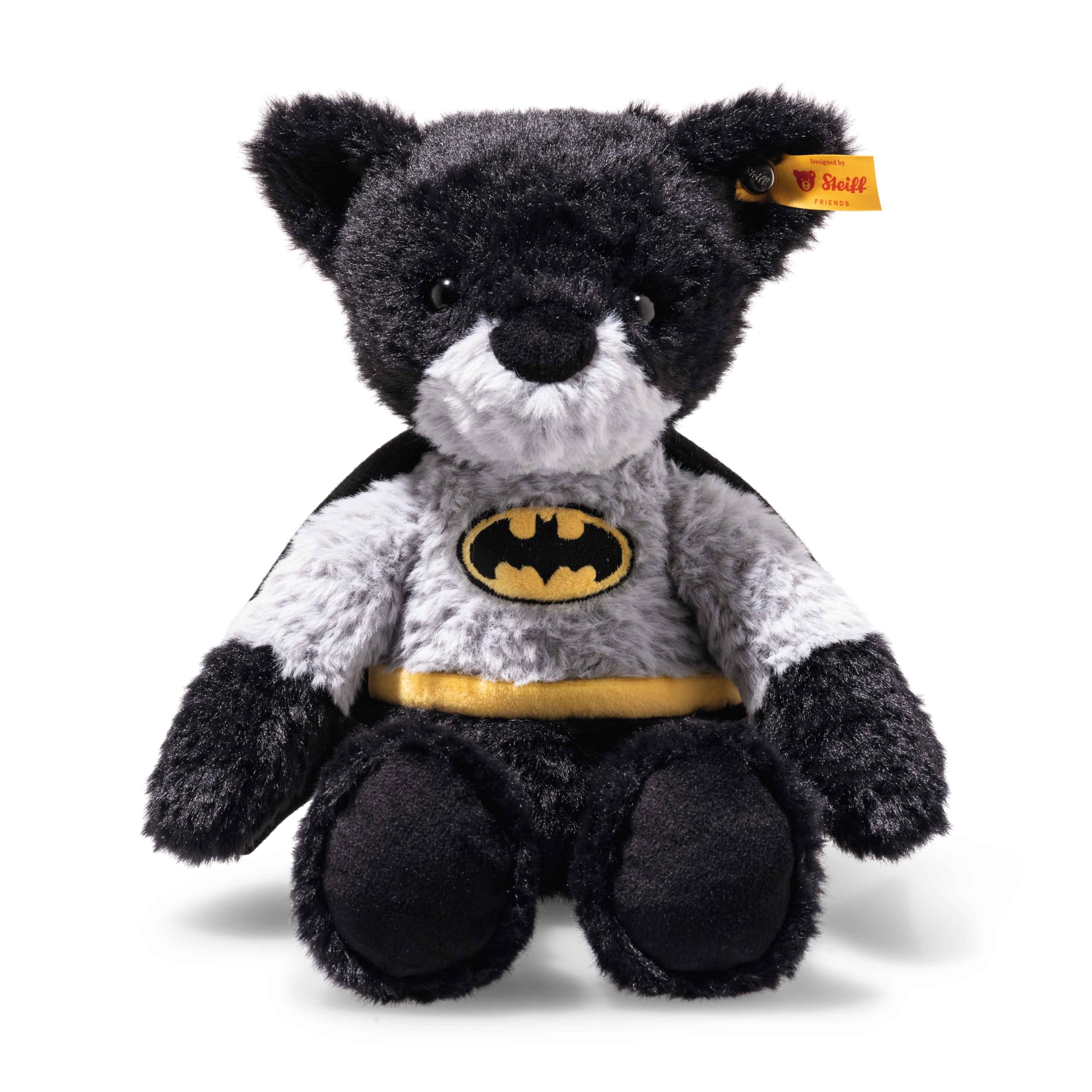 Steiff Teddybär Batman 29 cm, Superheld Kuscheltier im Batman Look, Plüschbär für Kinder, waschmaschinenfest